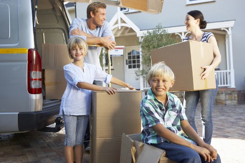 Household furniture and boxes arranged for a Kingston relocation